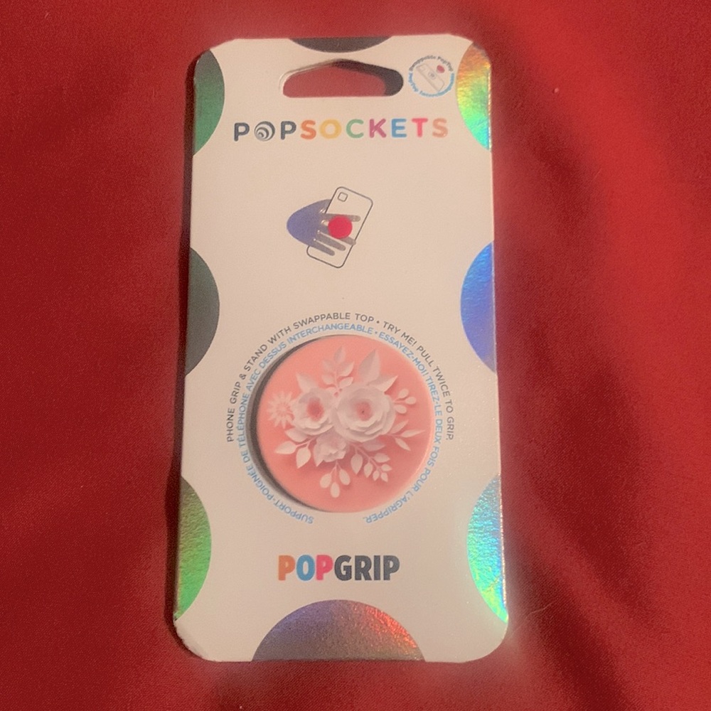 New Phone Pop-socket with pink & white roses🌹🌹